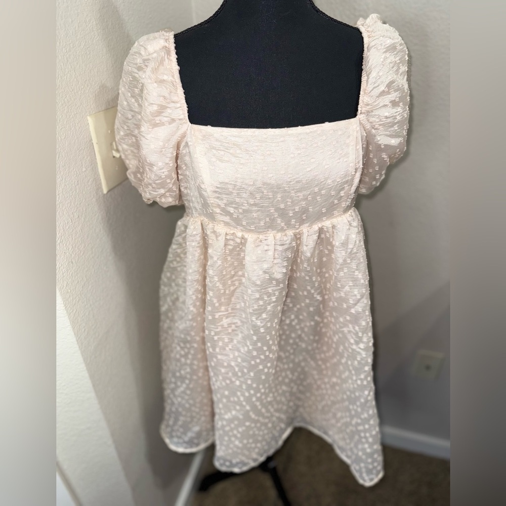 Storia Blush Pink Cottagecore Babydoll‎ Dress With Puff Sleeves- M - Picture 2 of 9